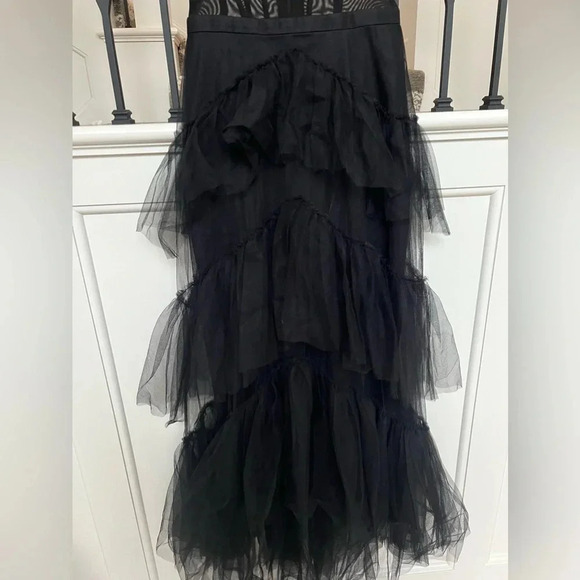BCBGMAXAZRIA Women’s  Oly Tiered Ruffle Tulle Black Evening Gown in size 6 - Picture 7 of 8